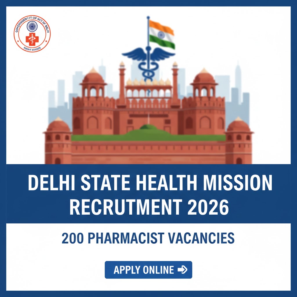 Delhi State Health Mission Pharmacist Recruitment 2026: Apply Online for 200 Pharmacist Posts
