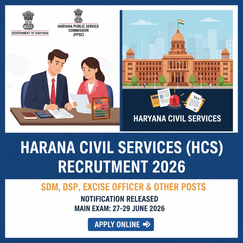 Haryana Civil Services (HCS) Recruitment 2026: Apply for SDM, DSP, Excise Officer & Other Posts